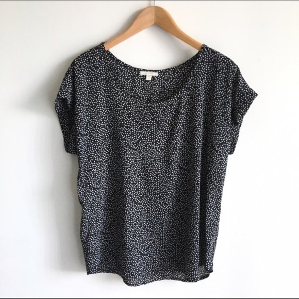 Pleione Black & White Short Sleeve Blouse Classic